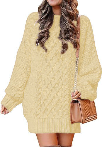 Damen Großer Strickpullover mit Zopfmuster und lässigem Schnitt Drune