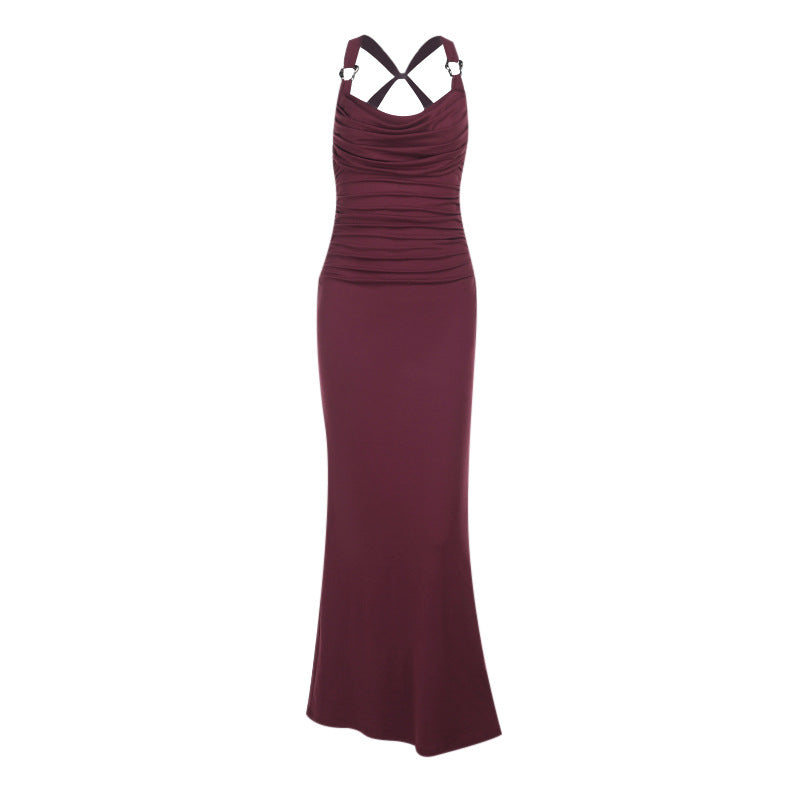 Damen Elegantes Maxikleid mit gerafftem Oberteil Drune