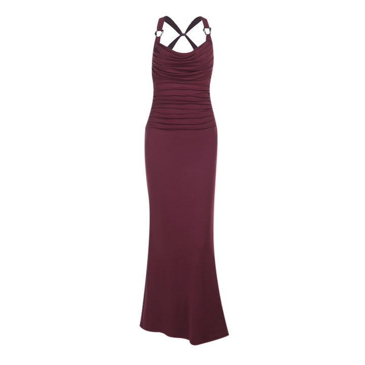 Damen Elegantes Maxikleid mit gerafftem Oberteil Drune