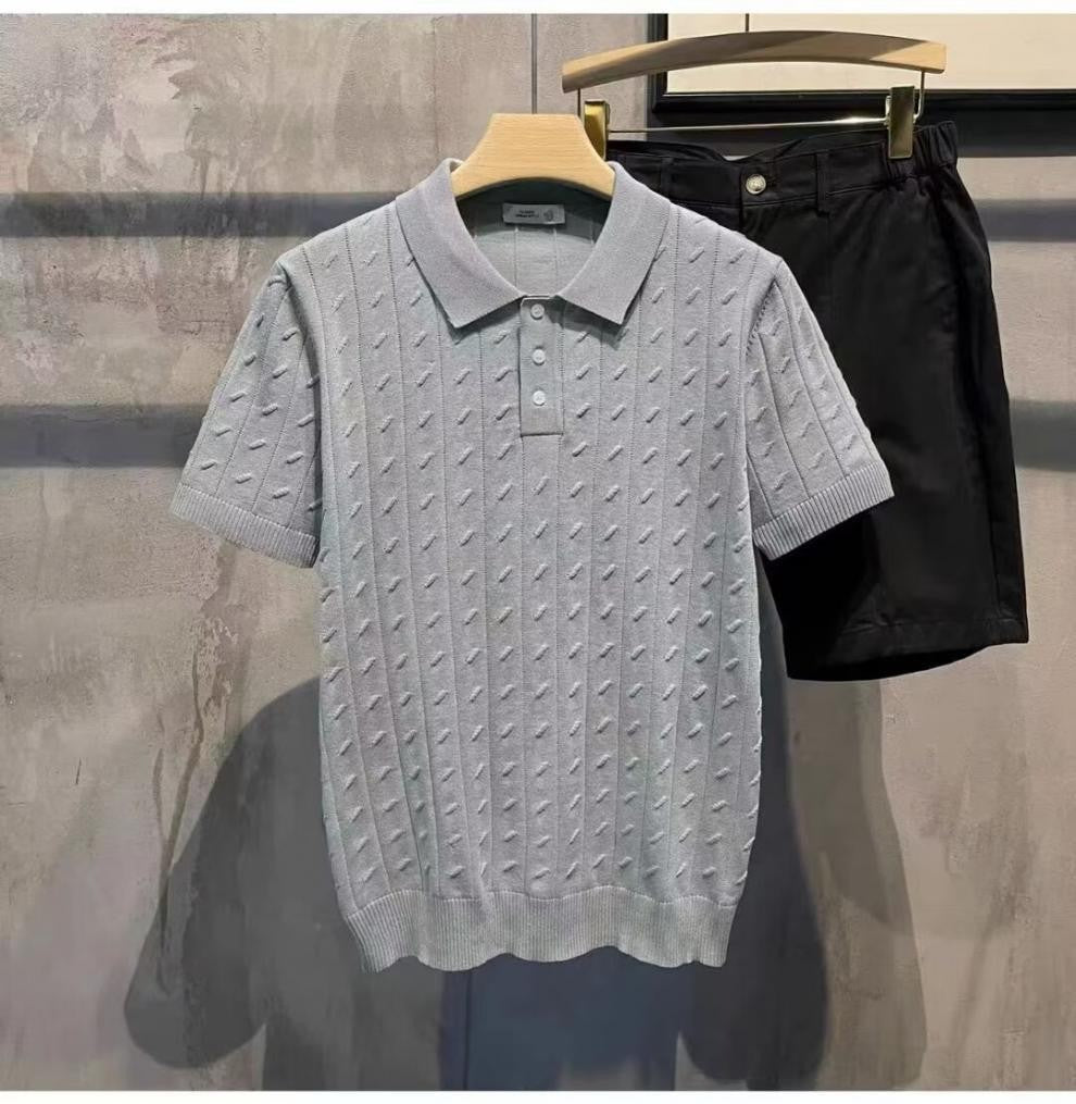 Herren Elegantes Kurzarm-Polohemd mit strukturiertem Design Drune