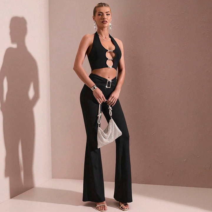 Damen High-Waist Schlaghose mit Shaping-Effekt, elastischem Komfortbund und ausgestelltem Bein Drune