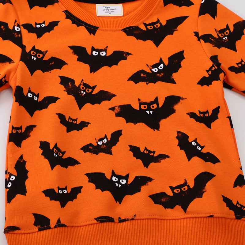 Jungen Sweatshirt mit fröhlichem Fledermaus- und Halloween-Design Drune