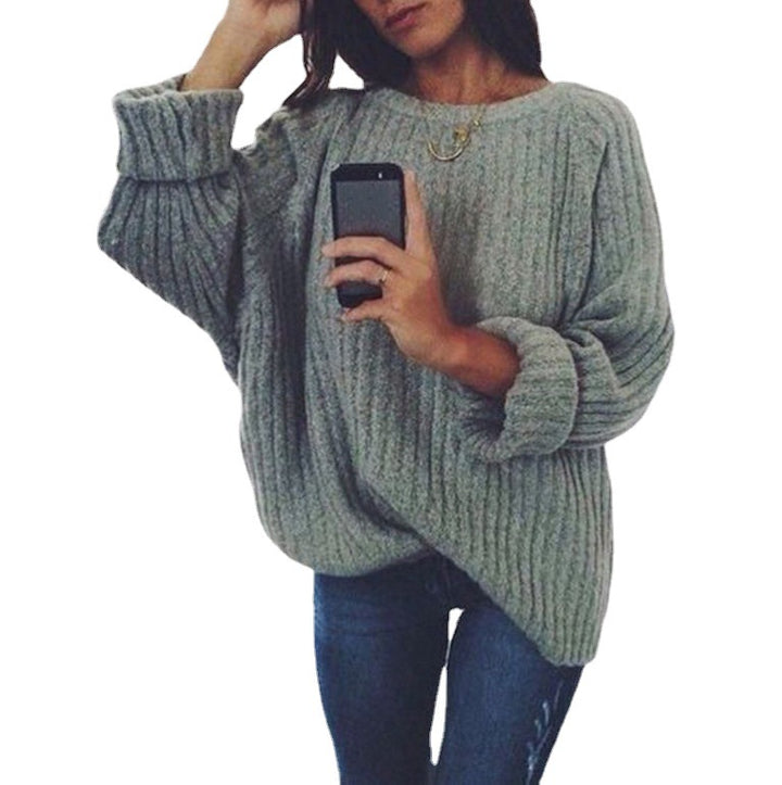 Damen Grobstrickpullover mit lässigem Schnitt und voluminösen Ärmeln Drune