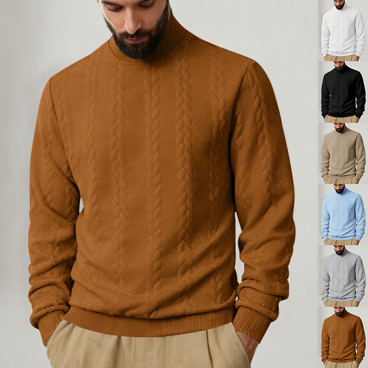 Herren nan Strickpullover mit Stehkragen, Zopfmuster, weichem Rippbündchen und Regular Fit Drune