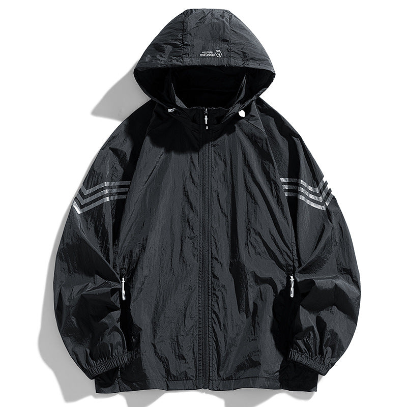 Herren Leichte Windbreakerjacke mit Kapuze und praktischen Taschen Drune