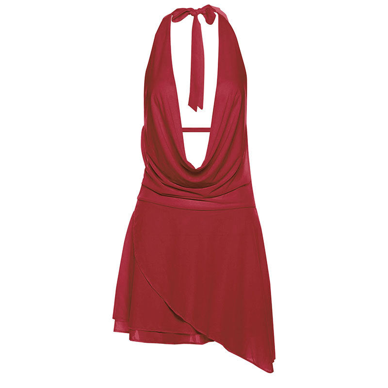 Damen Halterkleid mit elegantem Wasserfall-Ausschnitt Drune