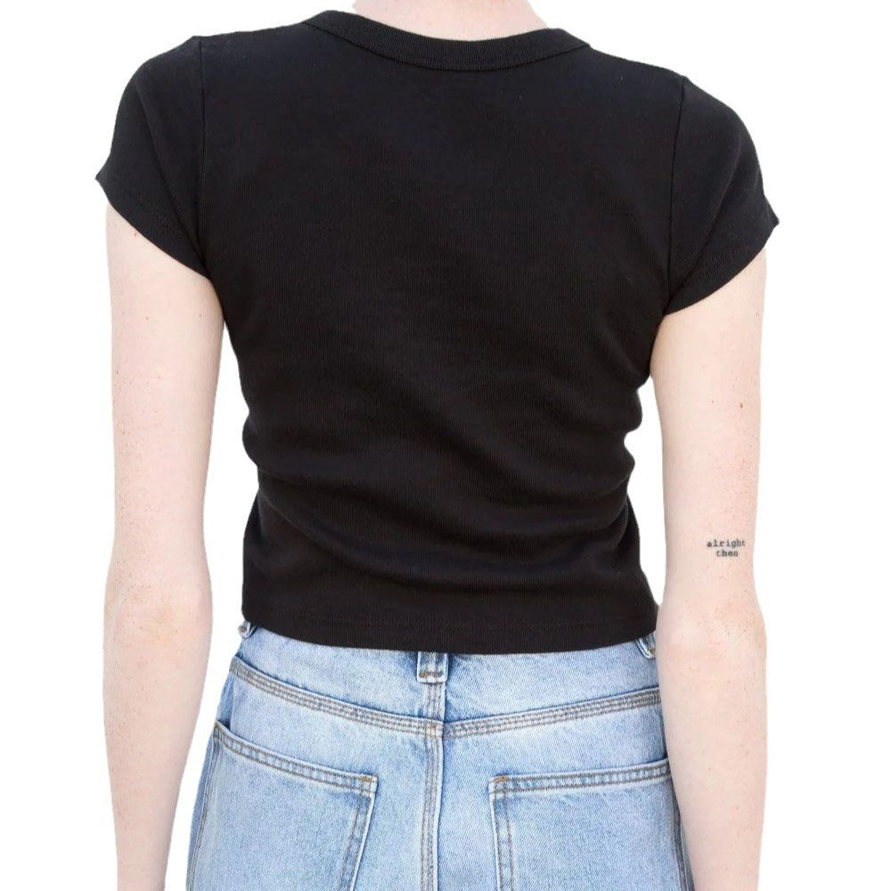 Damen Crop-Top mit kreativem Grafikdruck und lässigem Schnitt Drune