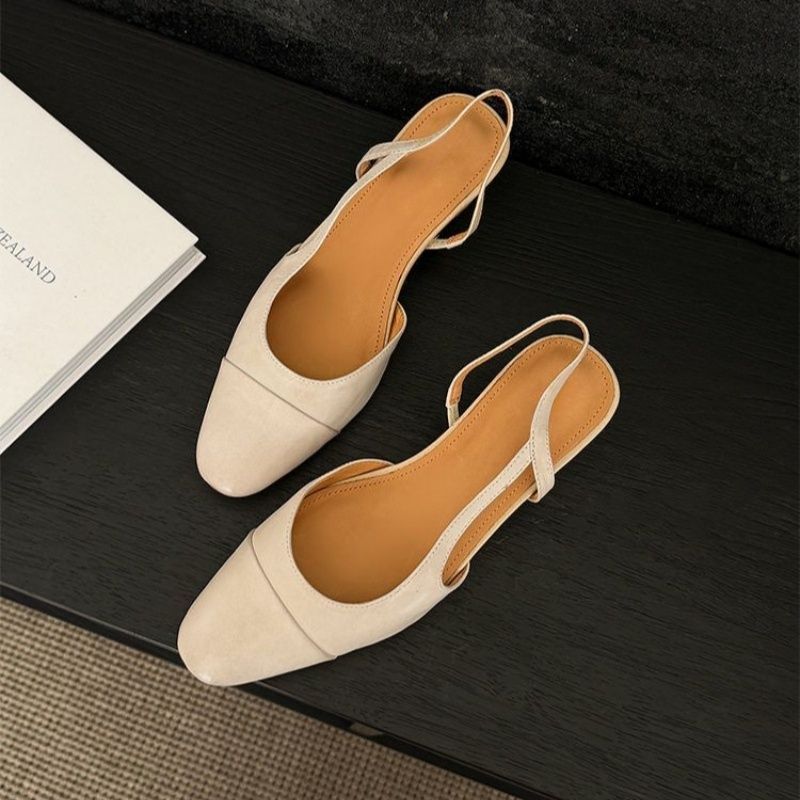 Damen Slingback-Ballerinas mit quadratischer Zehenbox und elastischem Fersenriemen Drune