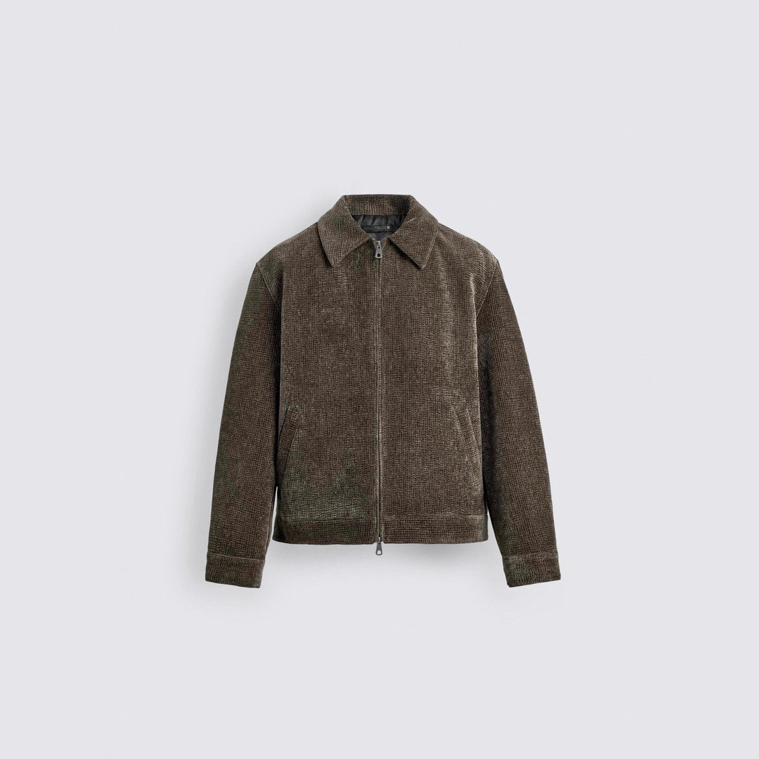 Herren Boxy-Blouson aus feiner Cordstruktur mit Hemdkragen und Zwei-Wege-Reißverschluss Drune