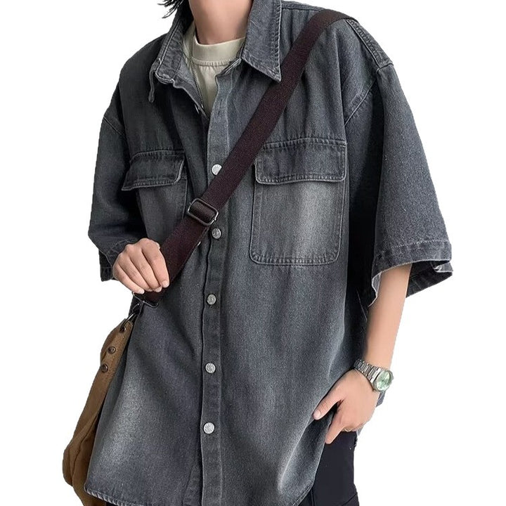 Herren Übergroßes Vintage Denim-Hemd Drune