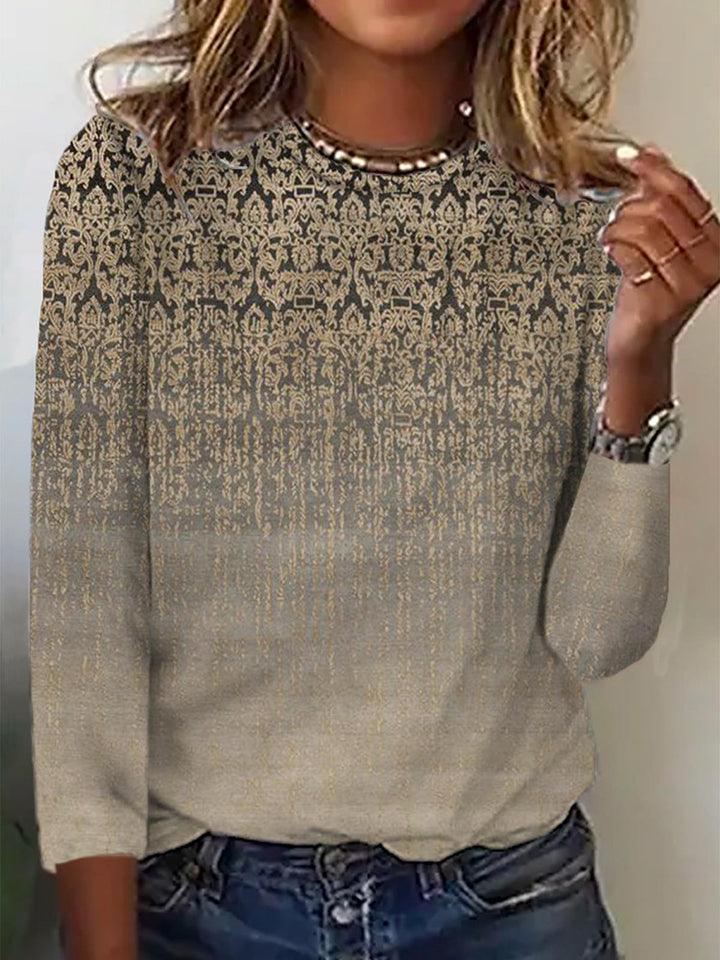 Damen Langärmeliges Oversize-Sweatshirt mit abstraktem Aquarell-Mosaikprint Drune