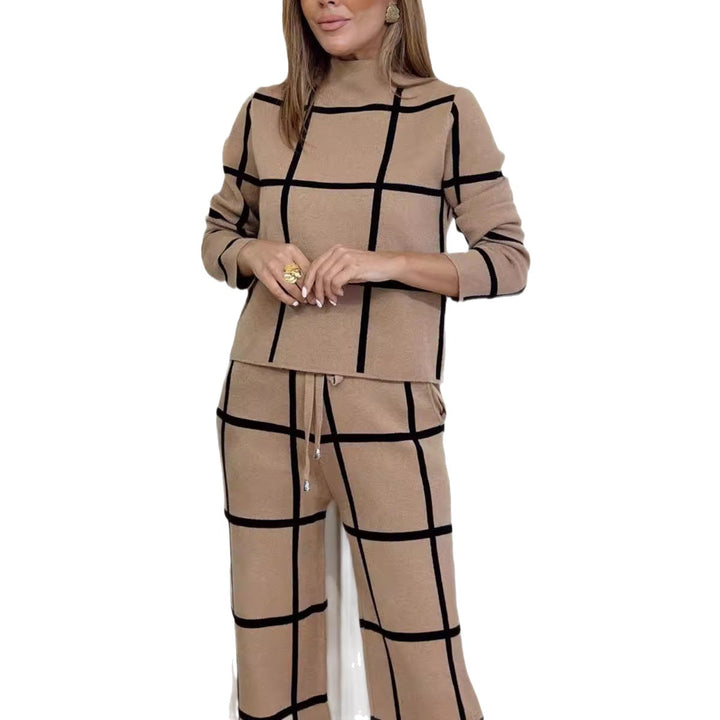 Damen Langärmliges Set im Karo-Design Drune