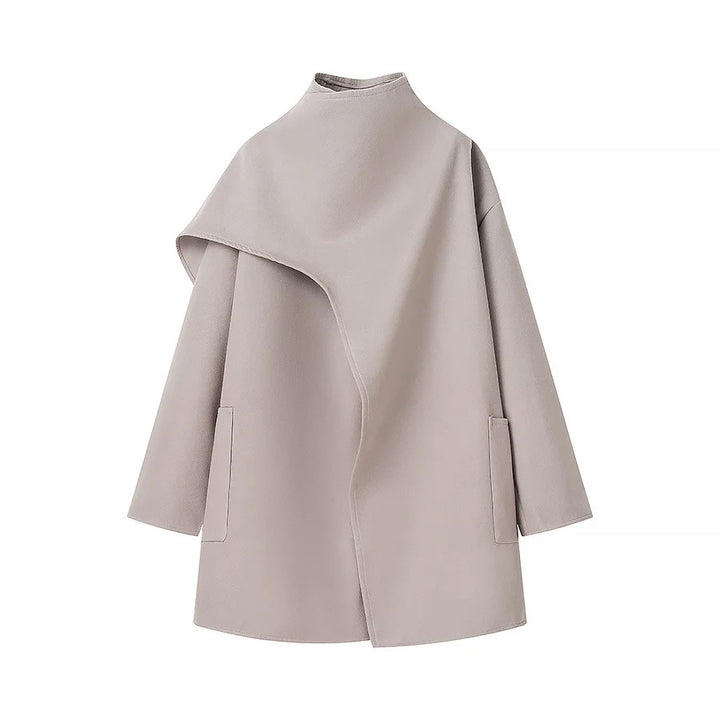 Damen nan asymmetrischer Mantel mit Stehkragen und überschnittenem Cape-Detail Drune