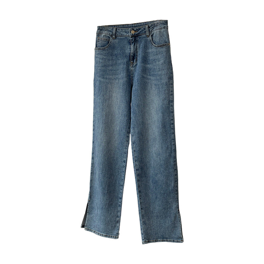 Damen Hochtaillierte Relaxed-Fit Jeans mit leichtem Schlag und Frontnaht Drune
