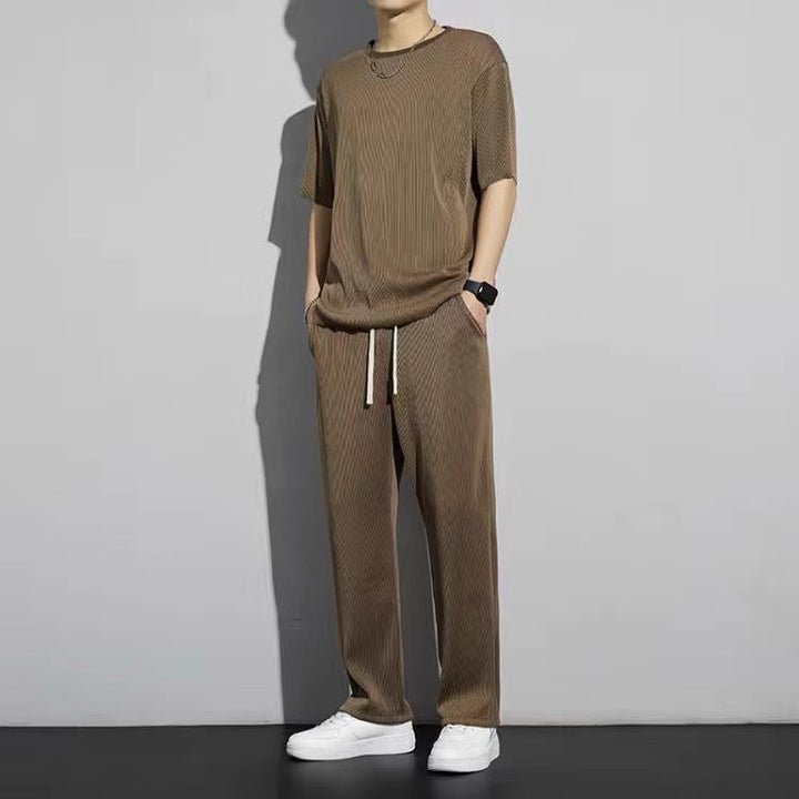 Herren Bequeme Freizeithose mit trendiger Streifenstruktur Drune