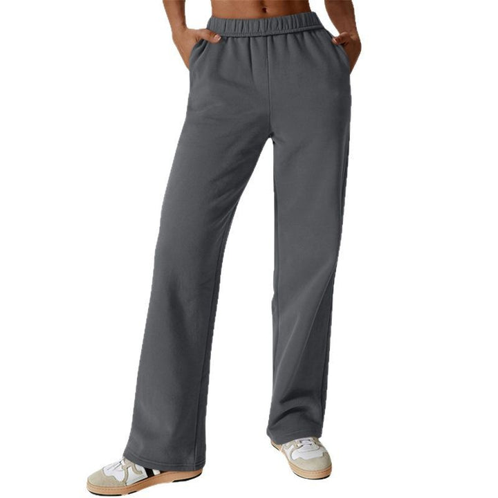 Damen nan weite hochgeschnittene Jogginghose aus weichem Sweat mit elastischem Bund und Eingrifftaschen Drune