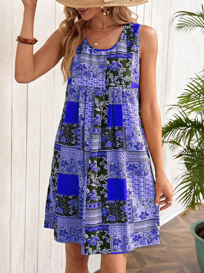 Damen Sommerkleid mit floralem Patchwork-Design Drune