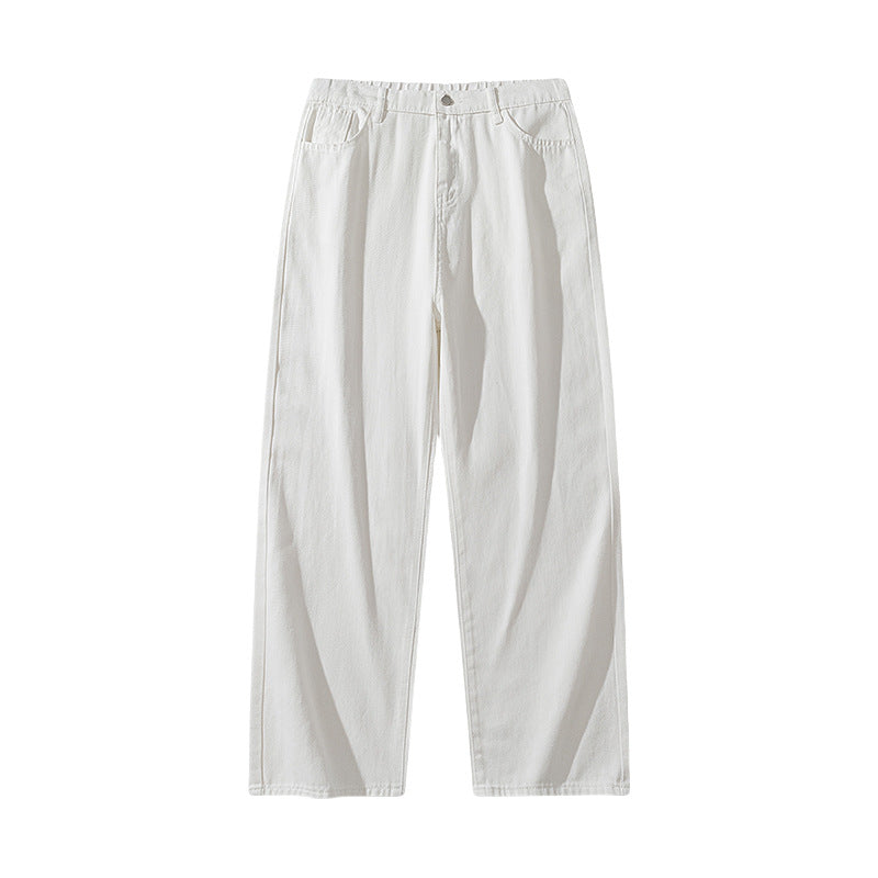 Damen High-Waist Jeans mit weitem Bein, geradem Schnitt und elastischem Bund Drune