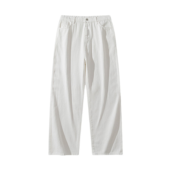 Damen High-Waist Jeans mit weitem Bein, geradem Schnitt und elastischem Bund Drune