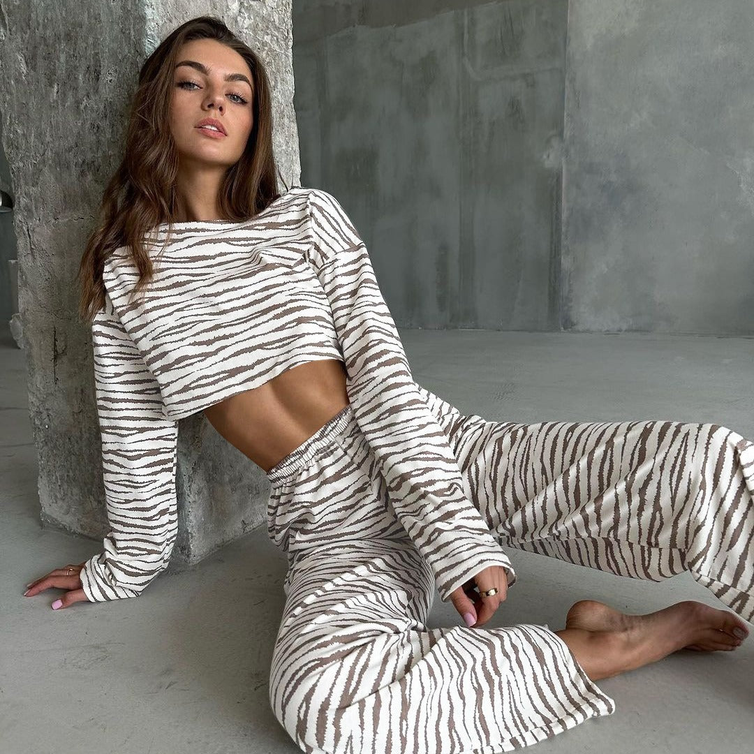 Damen cropped Sweatshirt und lässige Hose Set Drune