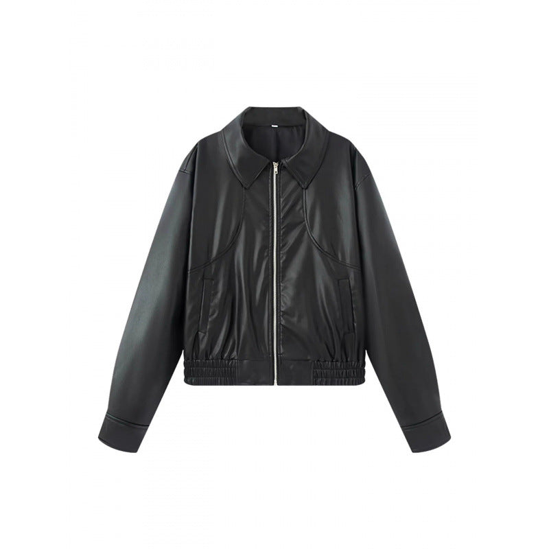 Damen modische Kunstlederjacke mit raffinierter Passform Drune