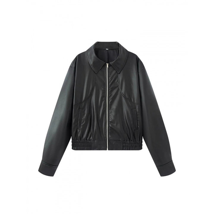 Damen modische Kunstlederjacke mit raffinierter Passform Drune