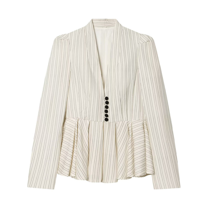 Damen Taillierter Nadelstreifen-Blazer mit Schalkragen und Schößchen Drune
