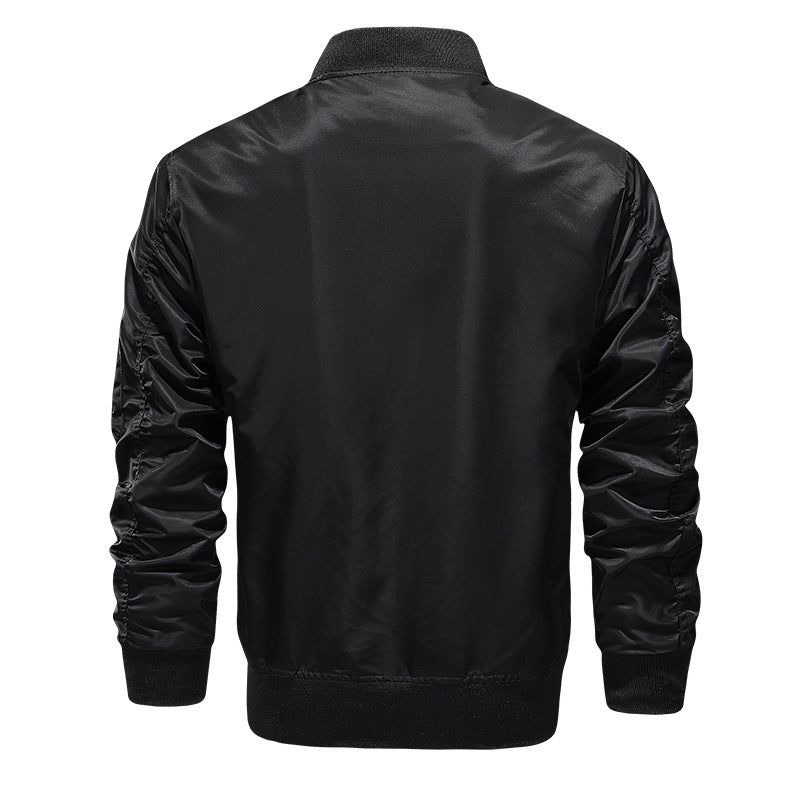 Herren Nylon-Bomberjacke mit kontrastierendem Innenfutter, Ärmeltasche & gerippten Bündchen Drune