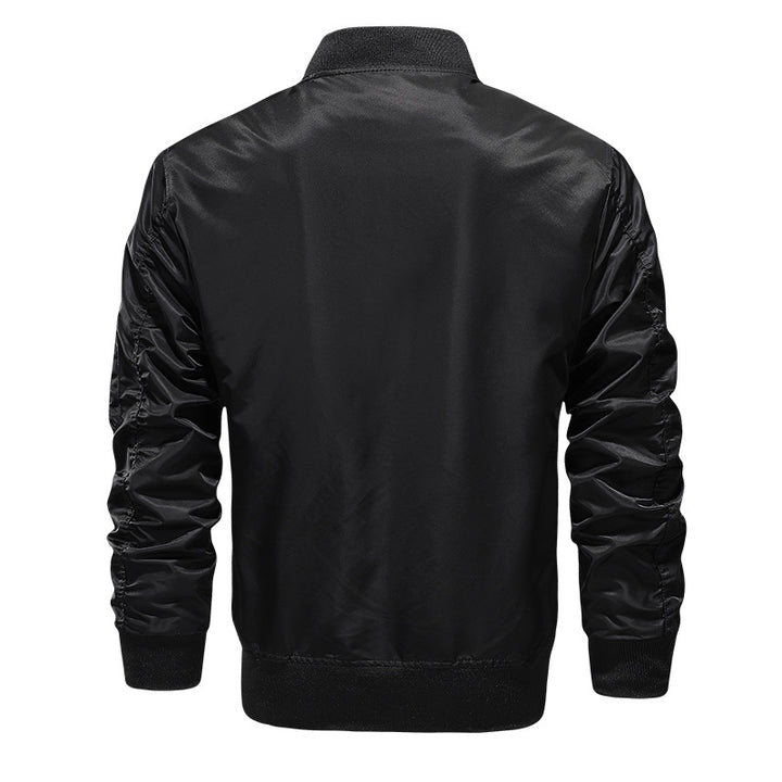 Herren Nylon-Bomberjacke mit kontrastierendem Innenfutter, Ärmeltasche & gerippten Bündchen Drune