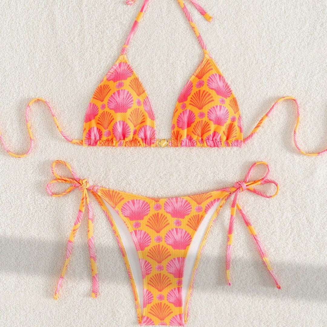 Damen Triangel-Bikini mit Muschel-Print und freundlichem Schnitt Drune