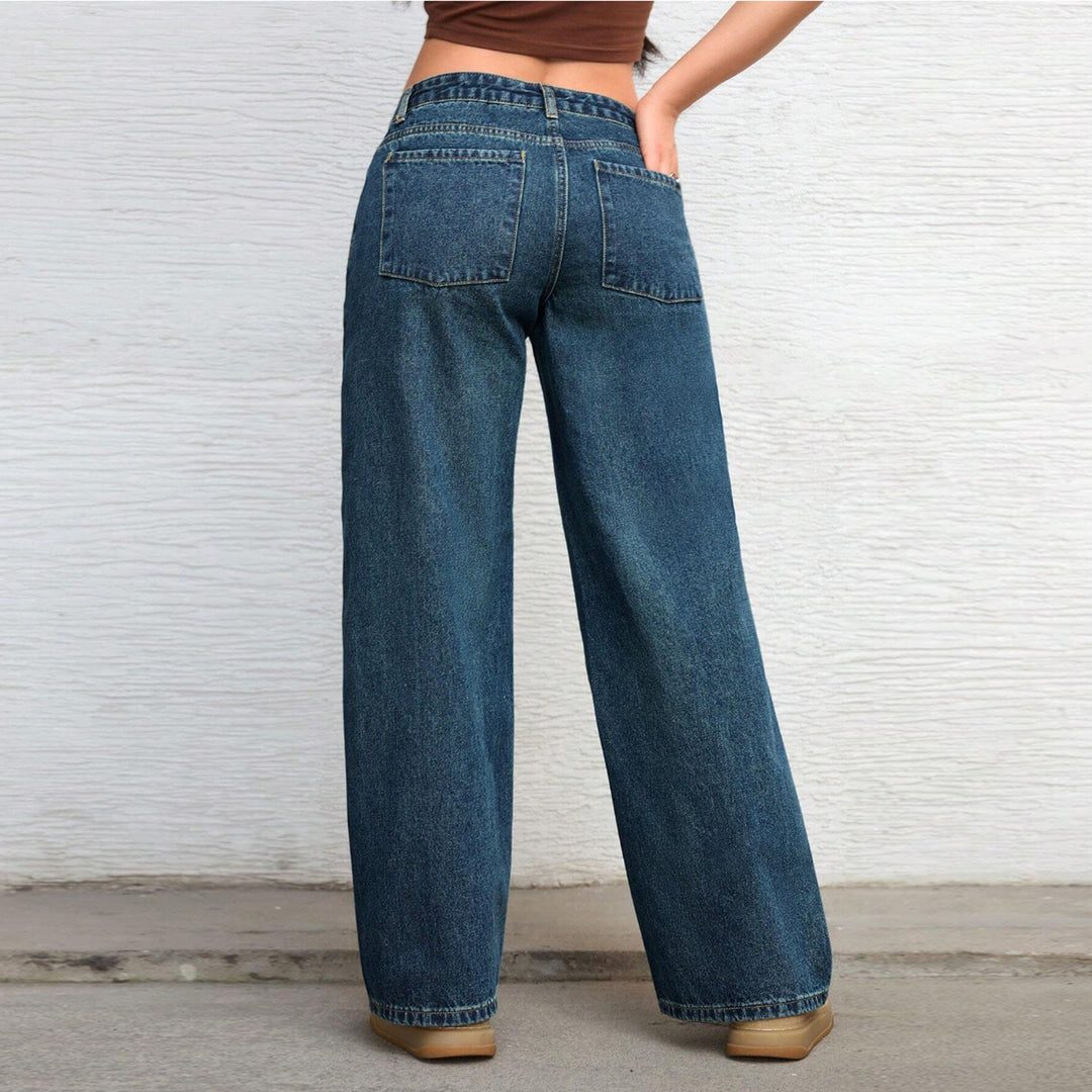 Damen Hochtaillierte weite Vintage-Denim Hose Drune