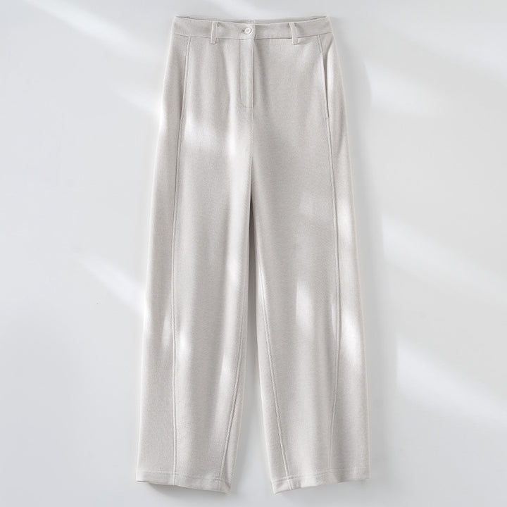 Damen Elegante High‑Waist Palazzo-Stoffhose mit Bügelfalte und dekorativer Mittelnaht Drune