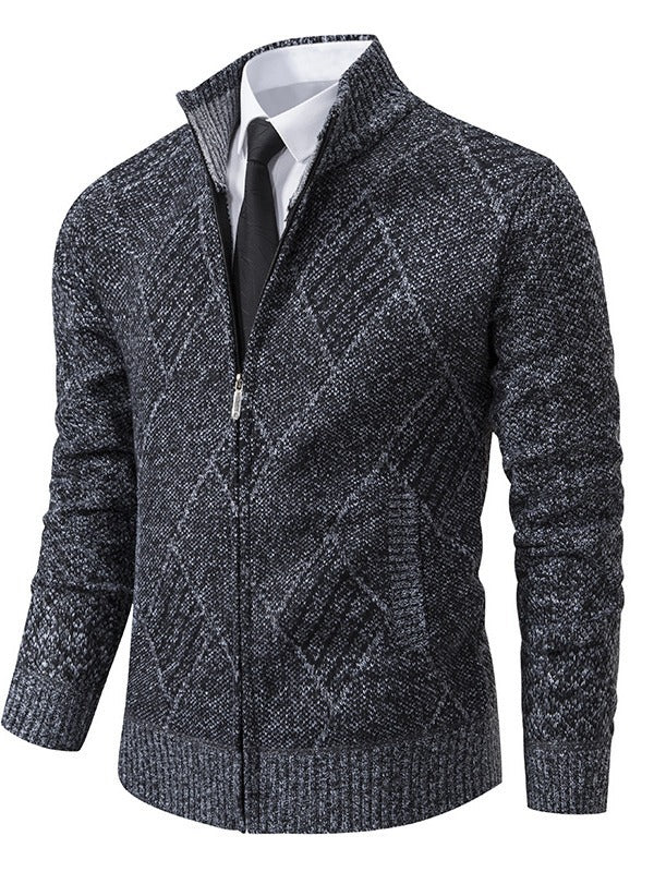 Herren Strickjacke mit modernem Zopfdesign und praktischem Reißverschluss Drune