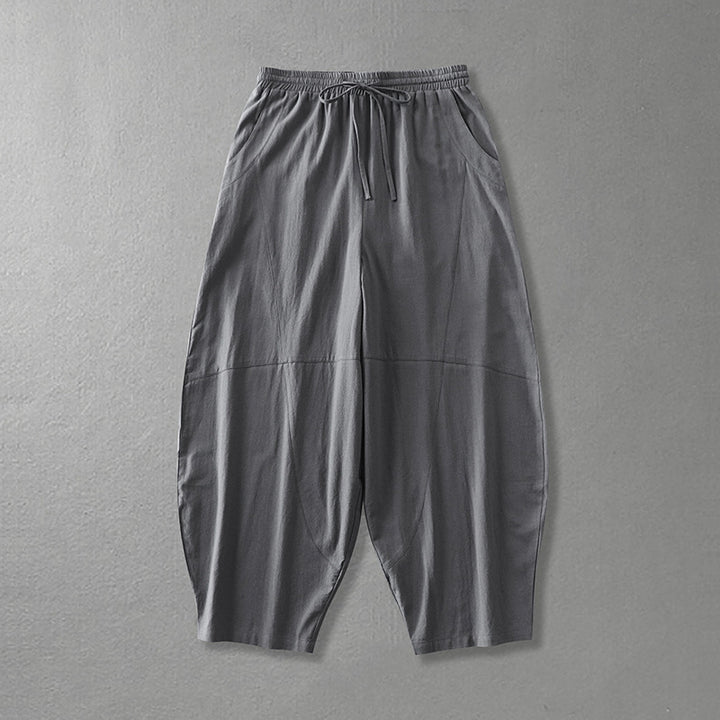 Damen weite Haremshose aus leichtem Satin mit Tunnelzug und seitlichen Taschen Drune