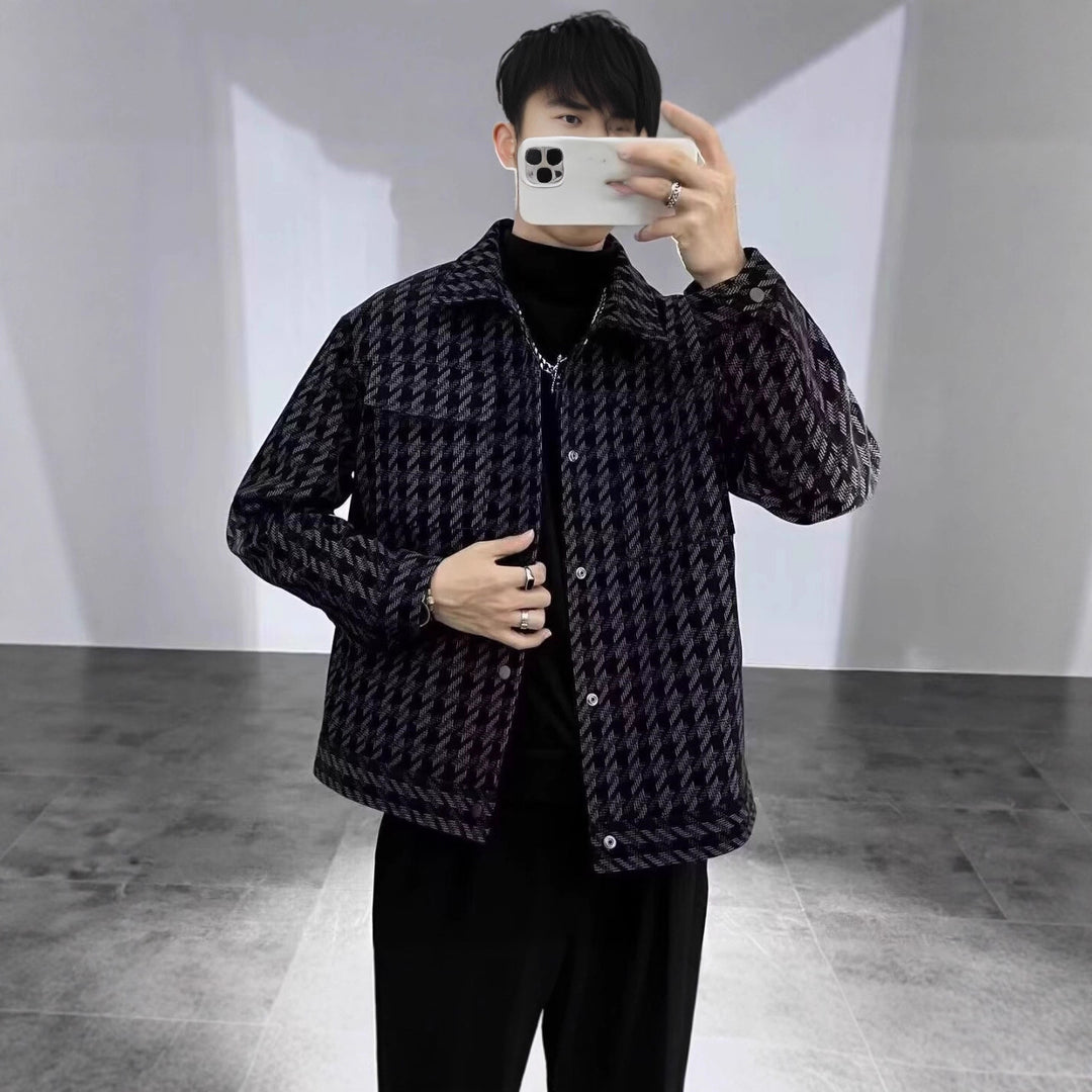Herren Modische Houndstooth-Jacke Drune