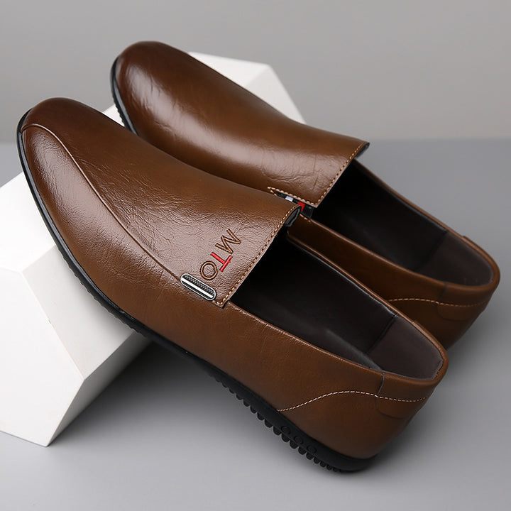 Herren Eleganter Lederoptik-Slipper mit flexibler Noppen-Gummisohle Drune