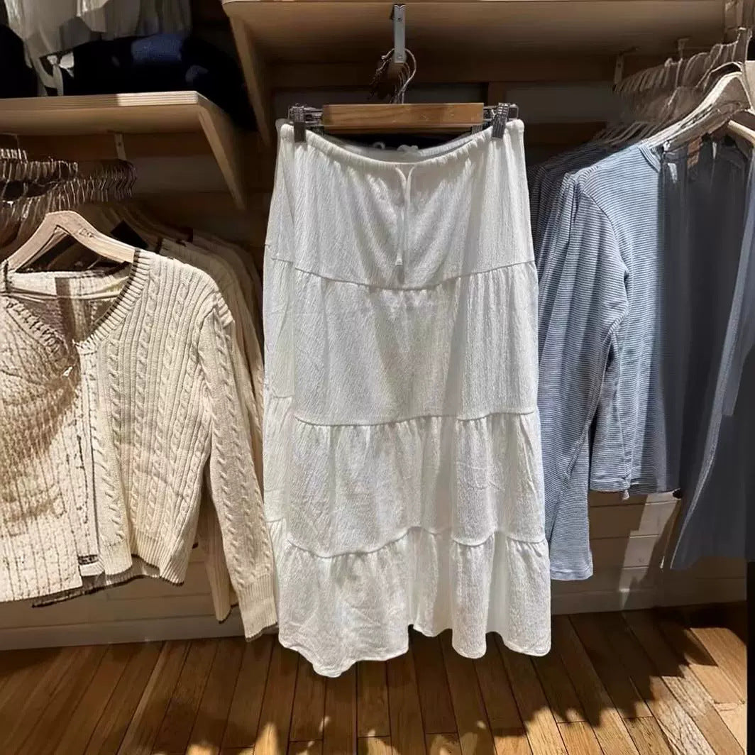 Damen lässiger Maxi-Rock mit voluminösem Stufen-Design Drune