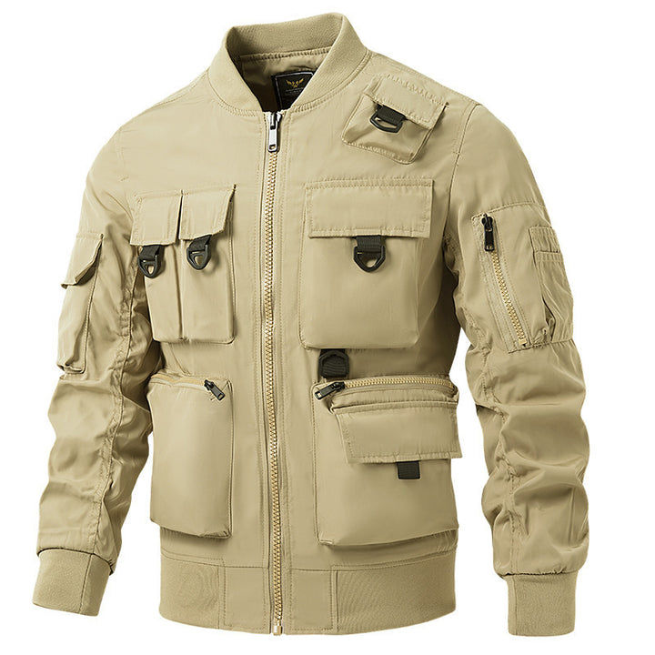 Herren nan leichte Multitaschen-Bomberjacke im Pilotstil mit taktischen Schnallen, wasserabweisendem Nylon und elastischem Bund Drune