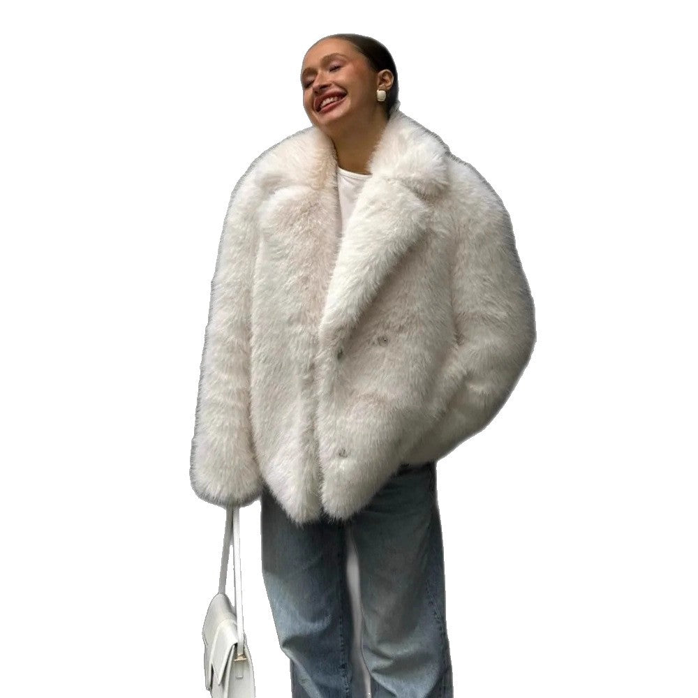 Damen Luxus-Faux-Fur-Mantel Drune