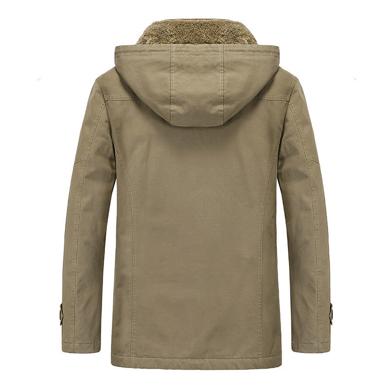 Herren Canvas-Militärparka mit Teddy-Fleece Innenfutter und Multifunktions‑Taschen Drune
