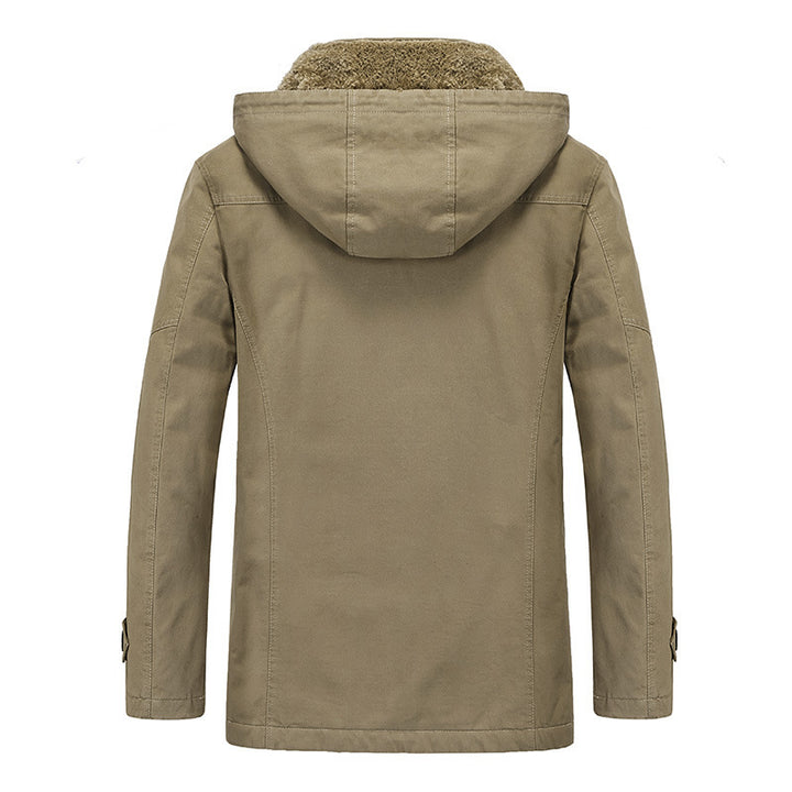 Herren Canvas-Militärparka mit Teddy-Fleece Innenfutter und Multifunktions‑Taschen Drune