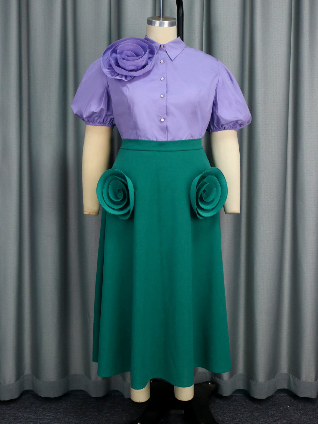 Damen Elegantes Kleid mit voluminösen Rüschendetails Drune