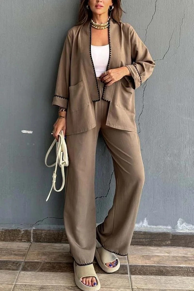 Damen Elegant geschnittene Jacke mit kontrastierendem Saum Drune