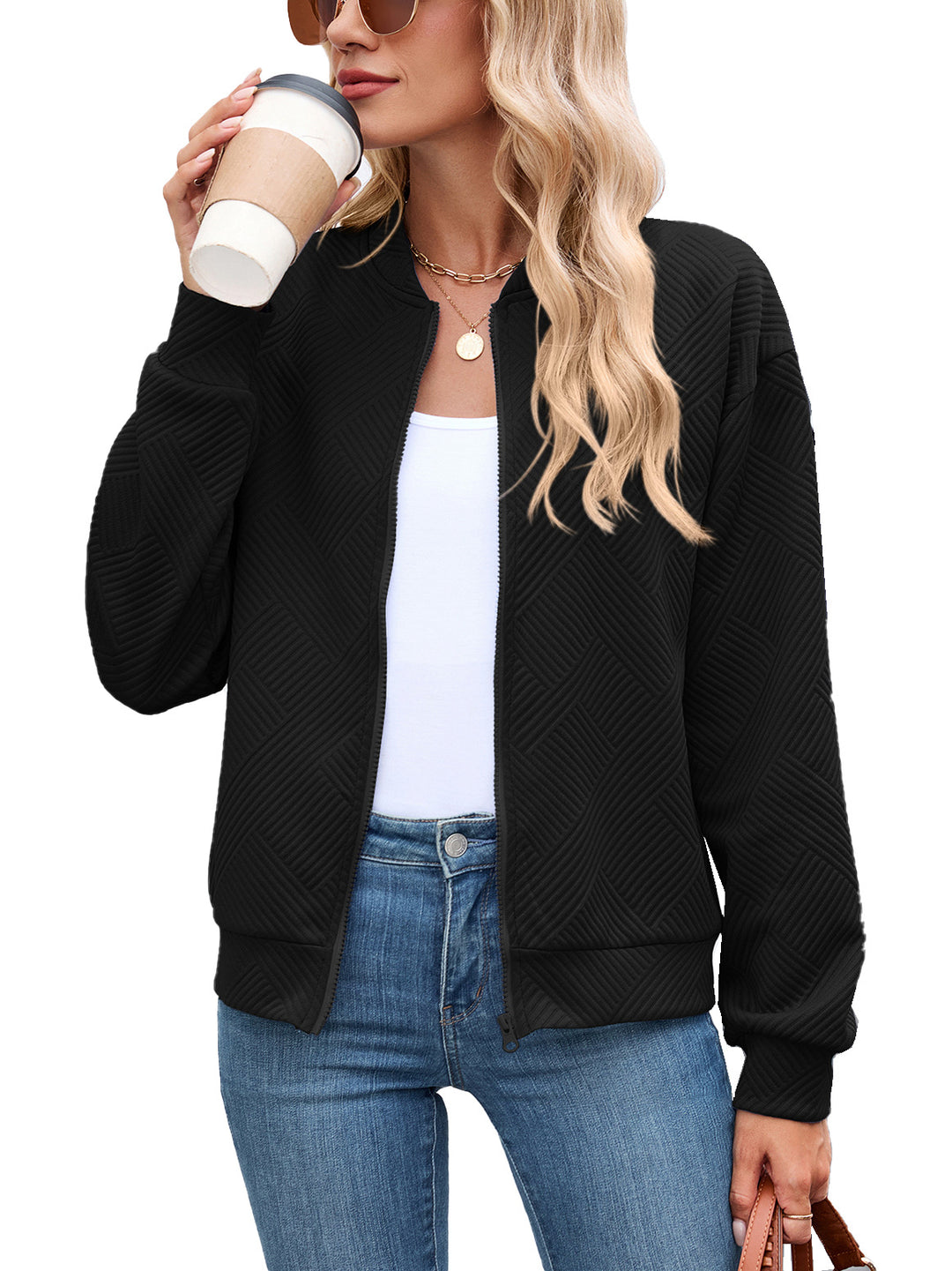 Damen Sportliche Bomberjacke mit strukturiertem Design Drune