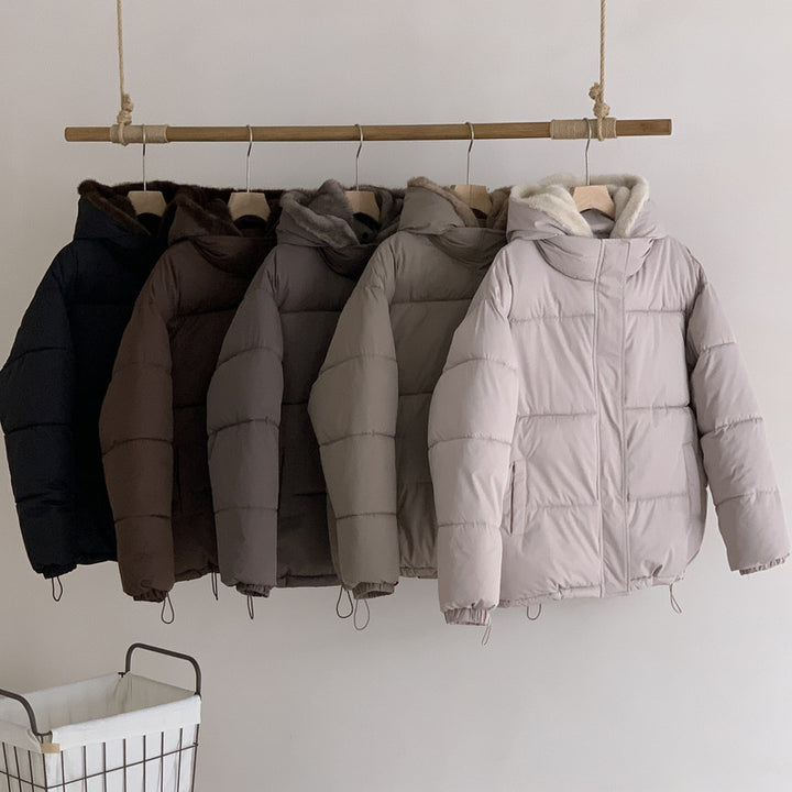 Damen Modische Pufferjacke mit abnehmbarem Kunstfellkragen und praktischen Taschen Drune