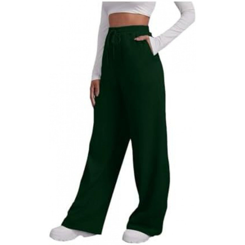 Damen nan fließende High-Waist Palazzo-Loungehose aus leichtem Jersey mit Elastikbund und praktischen Eingrifftaschen Drune