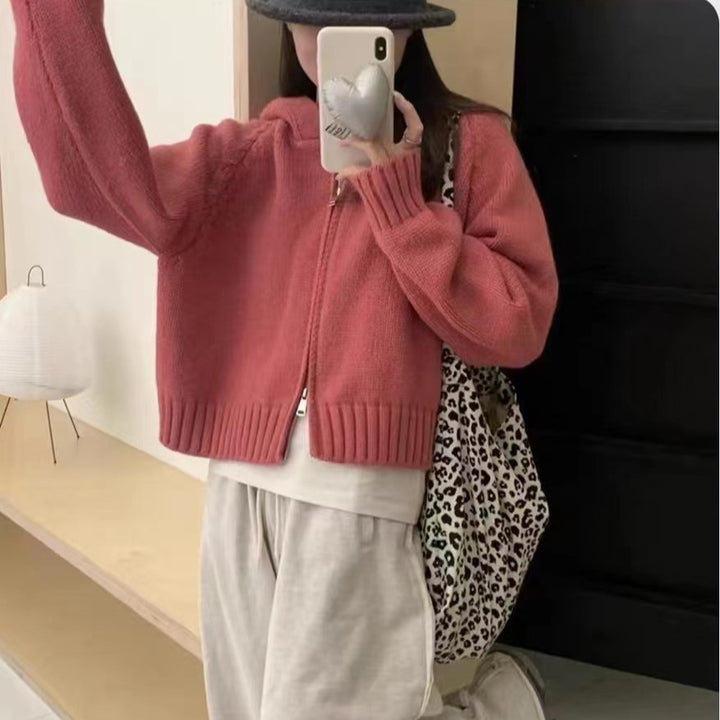 Damen Kuscheliger Hoodie-Cardigan mit Reißverschluss und großen Taschen Drune