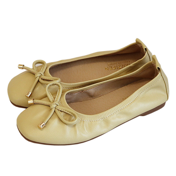 Damen Faltbare Ballerinas mit Schleife und Anti-Rutsch-Sohle Drune