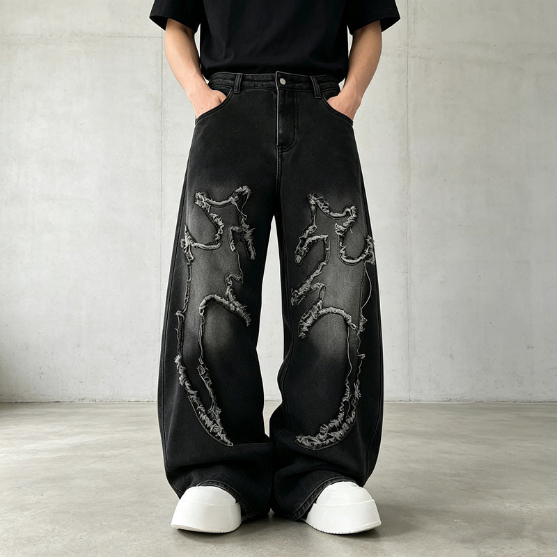 Herren Weit geschnittene Destroyed Jeans Drune