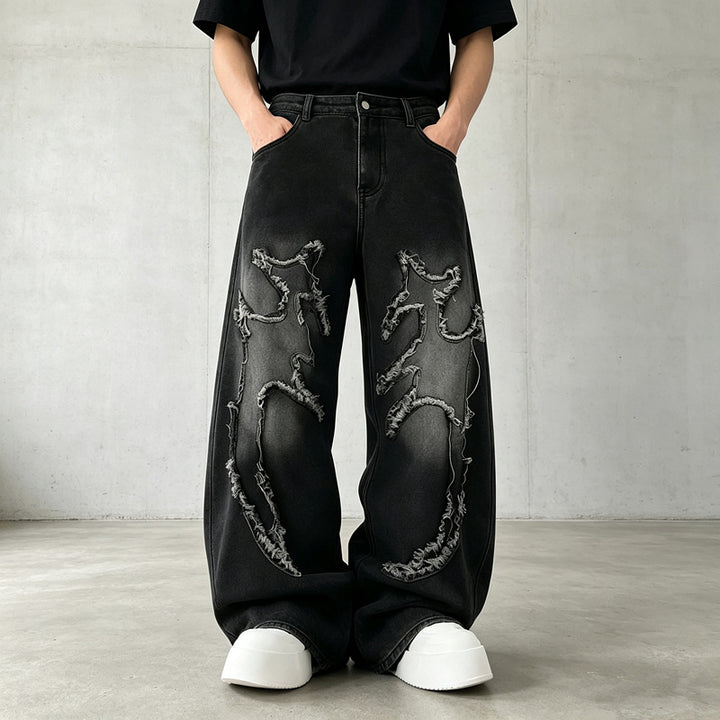 Herren Weit geschnittene Destroyed Jeans Drune